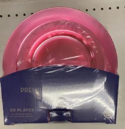 8 Packs Light Pink Plastic Premium Plates 50pcs - Disposable Plates & Bowls