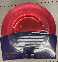 8 Packs Fuchsia Plastic Premium Plates 50pcs - Disposable Plates & Bowls