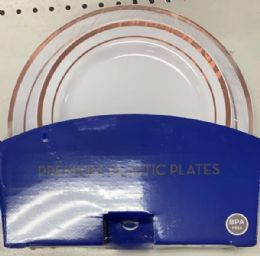 8 Packs Rose Gold Plastic Premium Plates 50pcs - Disposable Plates & Bowls
