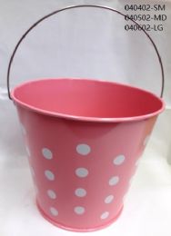 48 of Polka Dots Metal Tin Pails 6"