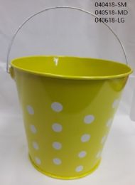 48 of Yellow Dots Metal Tin Pails 6"