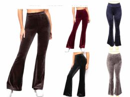 24 Pieces Women's Velvet Flare Pants - Women's Active Wear Bottoms