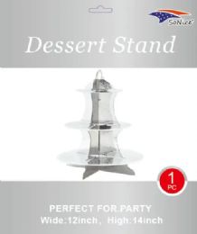 100 Sets Silver Party Dessert Stand 3 Layers - Party Accessory Sets