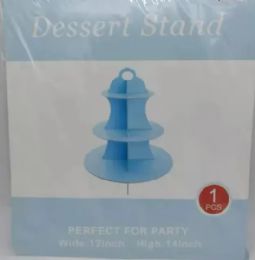 100 Sets Light Blue Party Dessert Stand 3 Layers - Party Accessory Sets