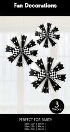 120 of Checker Themed Tissue Fans Set