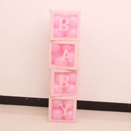 25 Packs Pink With "baby" 4-Pack Hdb Balloon Blocks - Balloons & Balloon Holder