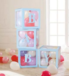 25 Packs Blue With "baby" 4-Pack Hdb Balloon Blocks - Balloons & Balloon Holder