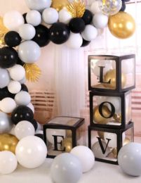 25 Packs Black With "love" 4-Pack Hdb Balloon Blocks - Balloons & Balloon Holder