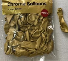 96 Packs Gold 5" Chrome Balloons 72pcs - Balloons & Balloon Holder
