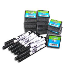 12 Sets Erasers And Black Pens Set - Erasers