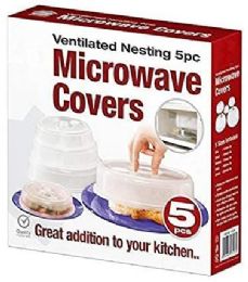 24 pieces 5 Piece Ventilated Microwave Covers Adjustable Steam Vents Assorted Sizes Bpa Free - Microwave Items