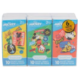 24 pieces Pocket Tissue 6pk Mickey & Donald Disney 2ply - 10ct White - Tissues
