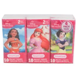 24 pieces Pocket Tissue 6pk Disney Princess 2ply - 10ct White - Tissues