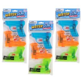 24 pieces Water Gun 3pk / 4.5in 3 Color Per Pk Pbh - Water Guns