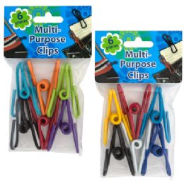 48 pieces Clips MultI-Purpose 6pk Vinyl Coated Ast Color 2.25in L / 12pc Mdsg Pbh - Clips and Fasteners