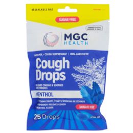 144 pieces Cough Drops 25ct Sugar Free Menthol Mgc Health - Pain and Allergy Relief