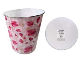 48 Pieces Trash Can Pink Tulip Design  - Waste Basket