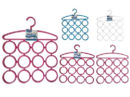 24 Wholesale Scarf Hanger - White, Pink, Blue  