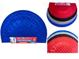 48 pieces Floor Mat Half Round Welcome Grey,bk,red,blue - Mats
