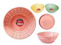96 pieces Pls Basket 1pc 10" Dia X3.5" H Green,yel,peach 3as - Baskets