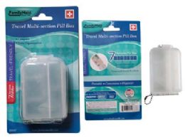 144 Pieces Multi -Compartment Pill Box 6 Section With Chain - Pill Boxes and Accesories