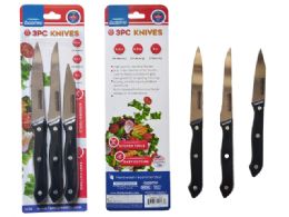 96 Wholesale Knives 3pc 4.5", 4.5, 3"blade Bla