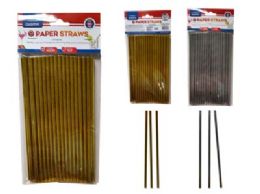 96 of STRAWS 50-Piece 0.6CM X7.9" High GOLD SILVER