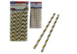 96 of PAPER STRAWS 35-Piece 7.75" High X6MM Diameter GOLD PRINTED