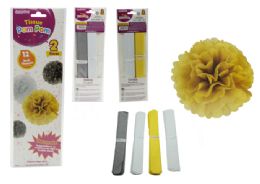 144 pieces Tissue Pom Pom 12" Dia 2pc Gold Silver - Pom Poms and Feathers