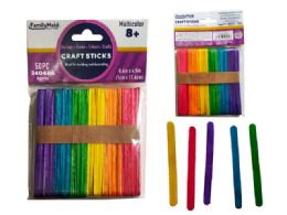 144 pieces Craft Stick 50pc 4.49" L X 0.39" 2mm  Asst Clr - Craft Wood Sticks and Dowels