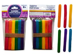 72 pieces Craft Stick Jumbo 50pc5.9" X 0.7"x1.6mm Asst Clr - Craft Wood Sticks and Dowels