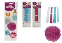 144 pieces Tissue Pom Pom 12" Dia 2pc Blue Pink - Pom Poms and Feathers