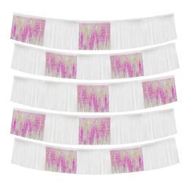 12 pieces Metallic Fringe Banner 60 inch 9pc/set - White & Iridescent - Party Banners