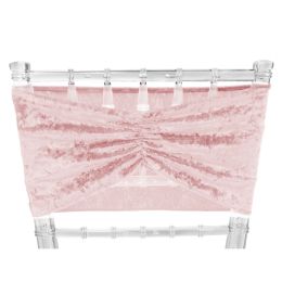 12 pieces Velvet Ruffle Stretch Chair Sash 6pc/bag - Blush - Bows & Ribbons