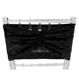 12 pieces Velvet Ruffle Stretch Chair Sash 6pc/bag - Black - Bows & Ribbons
