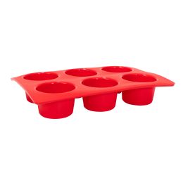 24 Wholesale Silicone 6 Cup Jumbo Muffin Pan Mold - Red