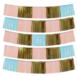 12 pieces Metallic Fringe Banner 60 inch 9pc/set - Blue & Pink - Party Banners