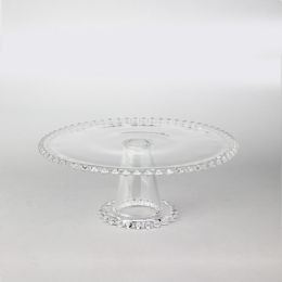 12 of Glass Beaded Edge Pedestal Cake Stand 8 1/8 Inch