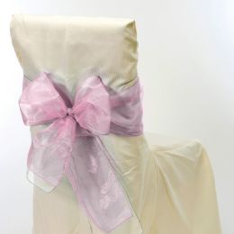 24 pieces Sheer Organza Chair Bows 9 inch X 10 inch Pink - 6pcs/bag - Bows & Ribbons