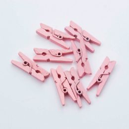 96 pieces Wood Clothespins 1 inch 50pc/bag - Pink - Clothes Pins