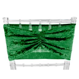 12 pieces Velvet Ruffle Stretch Chair Sash 6pc/bag - Emerald Green - Bows & Ribbons