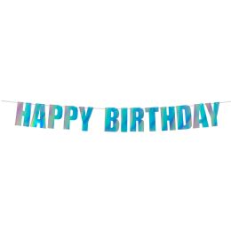 60 pieces "happy Birthday"  Banner 7 inch - White Iridenscent - Party Banners