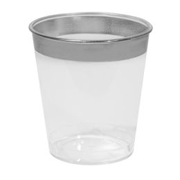 24 pieces Plastic Shot Glass With Metallic Trim 36pc/pack - Silver - Disposable Cups