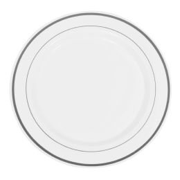 4 pieces Disposable Deluxe Plate Set 10 inch 40pc/pack - Silver - Disposable Plates & Bowls