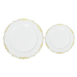 4 pieces Disposable Deluxe Embossed Plate Set 40pc/set - Gold - Disposable Plates & Bowls