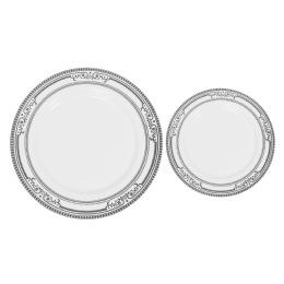 4 pieces Disposable Deluxe Plate Set 50pc/set - Silver - Disposable Plates & Bowls