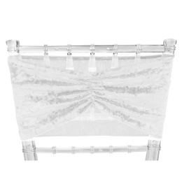 12 pieces Velvet Ruffle Stretch Chair Sash 6pc/bag - White - Bows & Ribbons