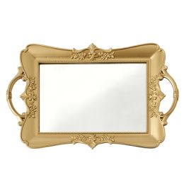 12 Wholesale Plastic Tray With Mirror - Gold