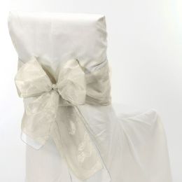 24 pieces Sheer Organza Chair Bows 9 inch X 10 inch Ivory - 6pcs/bag - Bows & Ribbons
