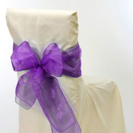 24 pieces Sheer Organza Chair Bows 9 inch X 10 inch Purple - 6pcs/bag - Bows & Ribbons